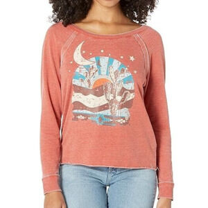 Rock & Roll Denim XL Rust Graphic Cropped Pullover Western Cowgirl‎ Yellowstone